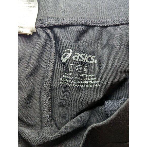 Asics CALI PERFORMANCE PANT Black White largeElastic Waist Athletic Pants - Picture 9 of 16